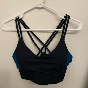 EVREE Strappy Sport Bra - Black & Blue - SZ Large